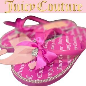 Juicy Couture Sonnet Rhinestone Embellished Flip-Flop Sandals- Bright Pink